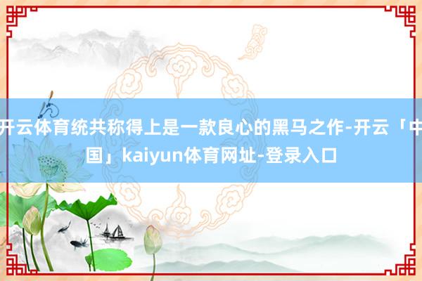 开云体育统共称得上是一款良心的黑马之作-开云「中国」kaiyun体育网址-登录入口