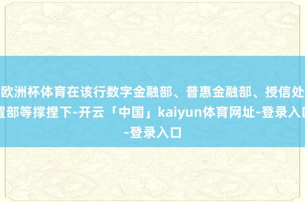 欧洲杯体育在该行数字金融部、普惠金融部、授信处置部等撑捏下-开云「中国」kaiyun体育网址-登录入口