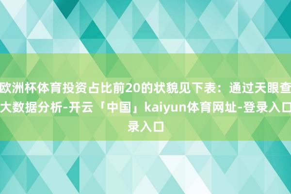 欧洲杯体育投资占比前20的状貌见下表：通过天眼查大数据分析-开云「中国」kaiyun体育网址-登录入口