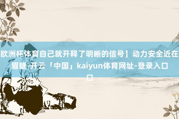 欧洲杯体育自己就开释了明晰的信号】动力安全近在眉睫-开云「中国」kaiyun体育网址-登录入口