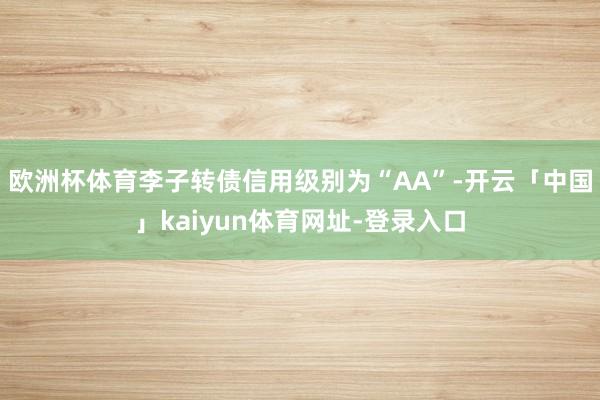 欧洲杯体育李子转债信用级别为“AA”-开云「中国」kaiyun体育网址-登录入口