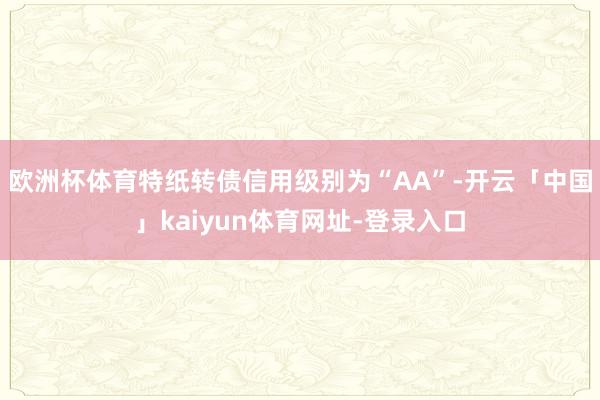 欧洲杯体育特纸转债信用级别为“AA”-开云「中国」kaiyun体育网址-登录入口